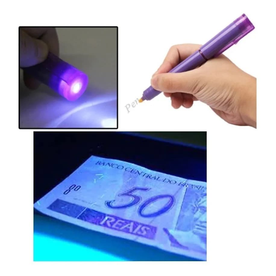 Caneta Marcadora de Dinheiro com Luz Negra UV – Testador de Cédulas Falsas