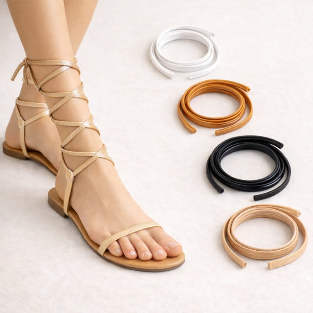 Par de Tira de Amarrar para Sandália Feminina Cadarço Flat Colorido Substitui Fivela Tornozelo Gladiadora