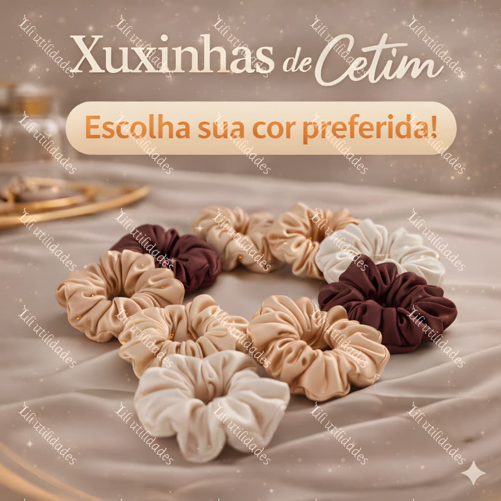 Kit 12 Xuxinha de Cetim com Costura Embutida Anti Frizz Acessório Para Cabelo