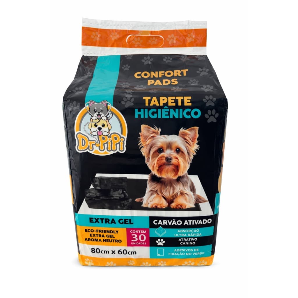 Tapete Higienico P/ Cães Com Carvão Ativado 60x80Cm 30Un