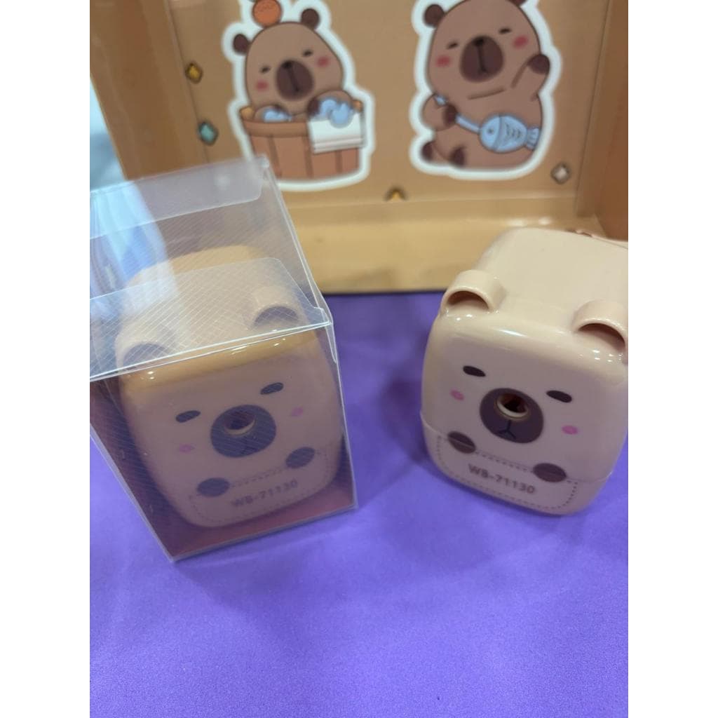 Apontador de lápis de manivela - tema capivara - papelaria fofa