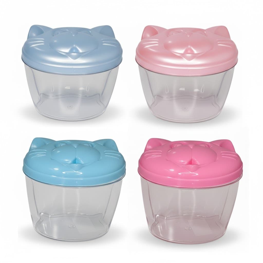 PORTA ALGODAO E COTONETE BABY PLASTIBABY TAMPA DE GATINHO