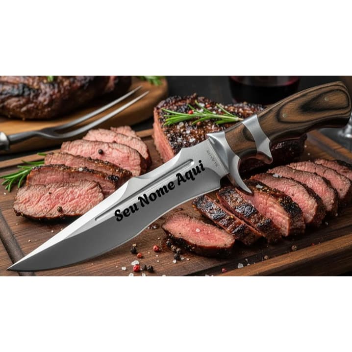 Faca Personalizada Nome Gravação Churrasco Presente com Bainha