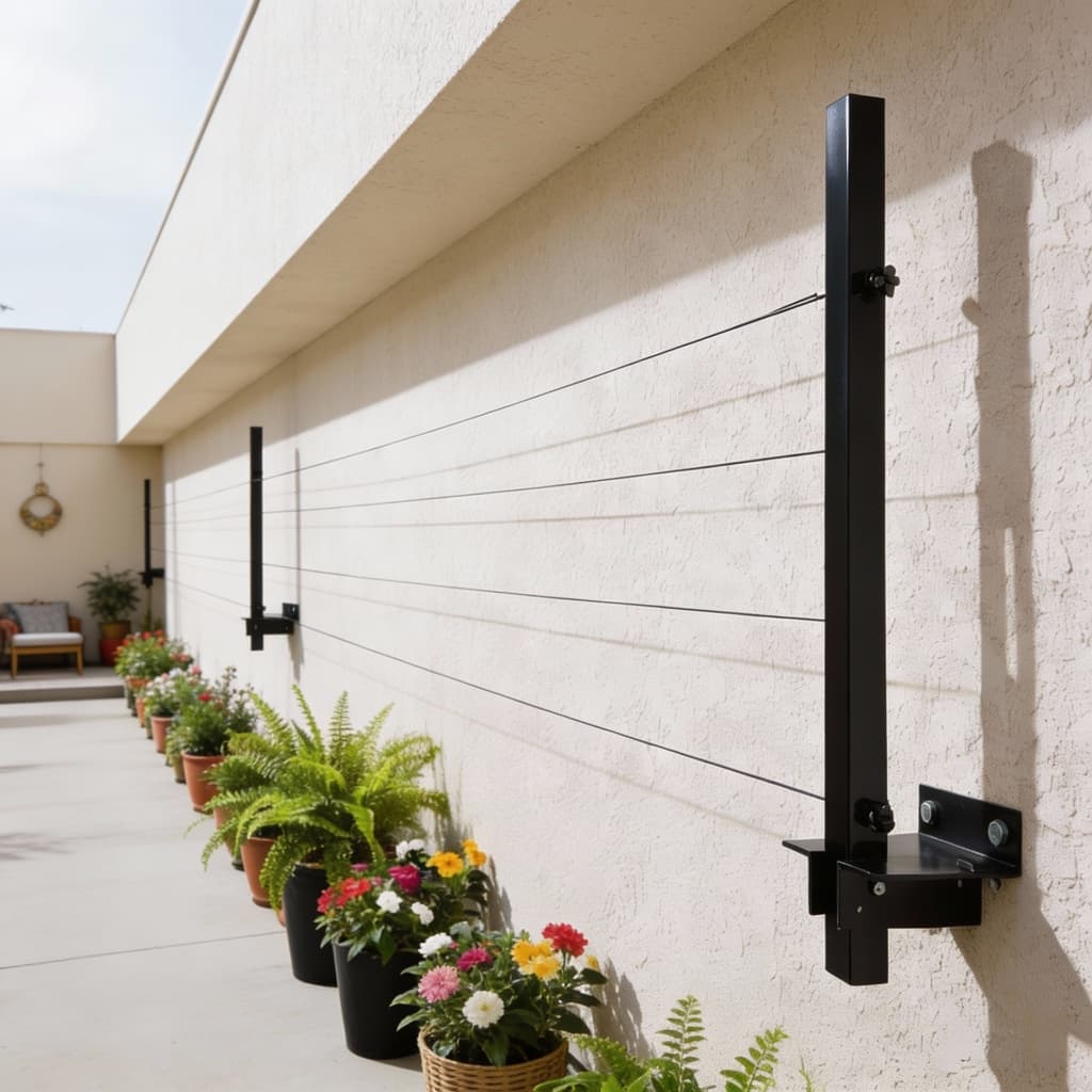 Varal Retrátil de Parede Dobrável 2 a 3 Hastes + Corda Reforçada e Kit de Instalação Varal de Roupa