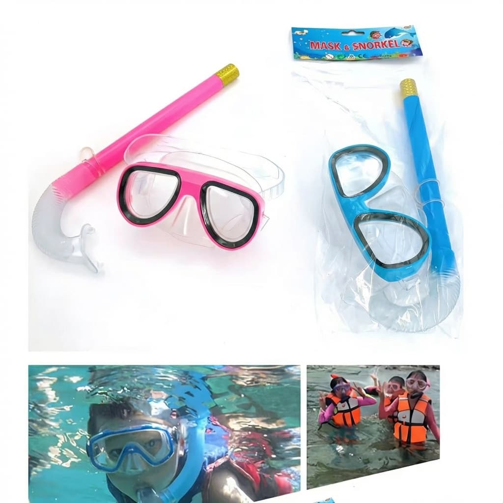 Kit Mergulho Infantil Máscara e Snorkel Óculos Natação Criança HD Anti-embaçante à Prova d'água para Praia Piscina
