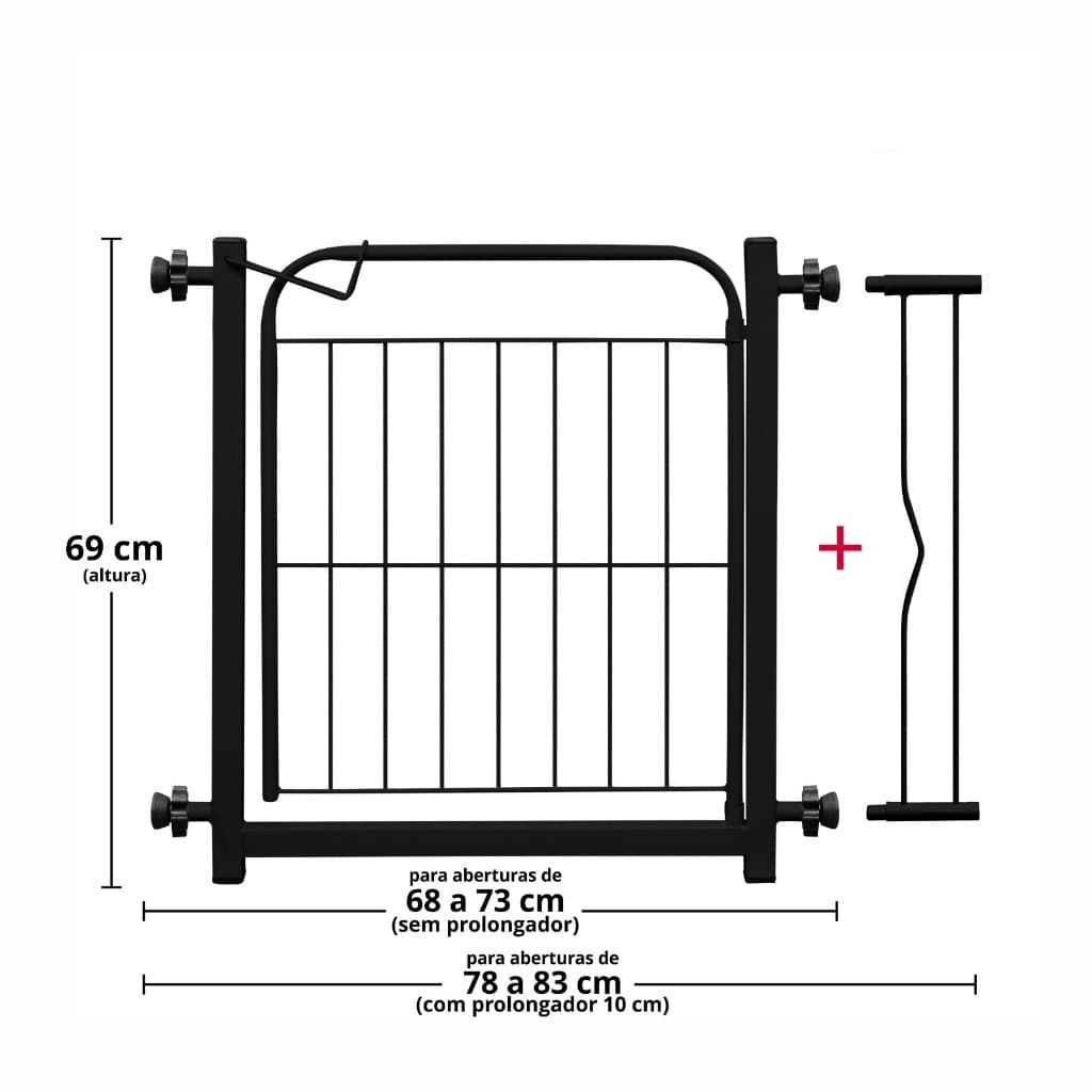 Grade Portão Proteção Pet Cachorro 69 A 84 Cm Criança Cães