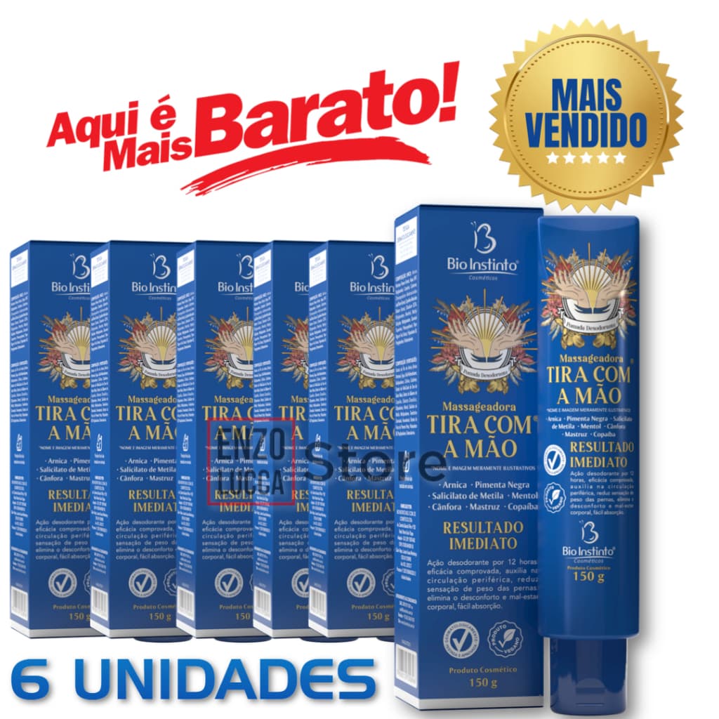 Kit 6 pomadas Tira com a Mão para Massagem Bio Instinto 150gr