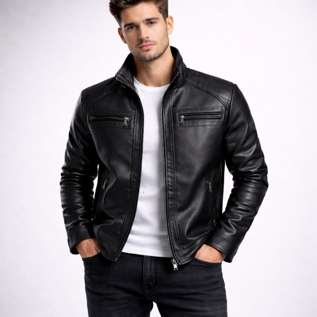 Jaqueta de Couro Masculina Slim Resistente Forrada Luxo