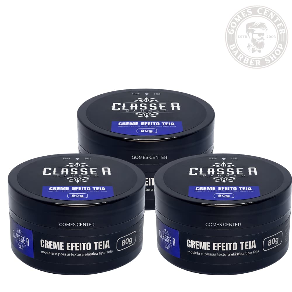 Kit 3 Pomadas Efeito Teia 80g cada Classe A - Fixação e Hidratação Profissional Barbearia Fox