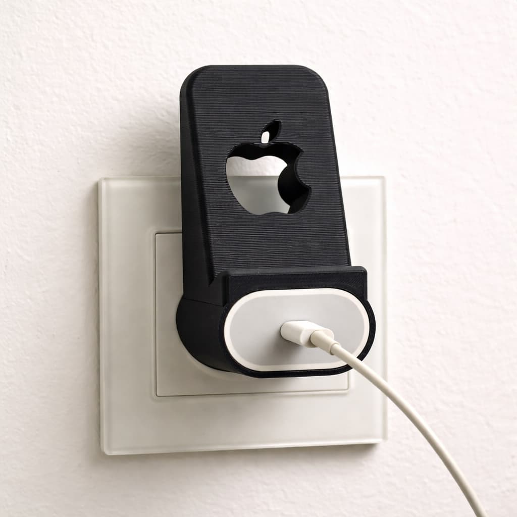 Suporte de Parede para Carregador de iPhone – Compatível com Apple – Preto/Branco