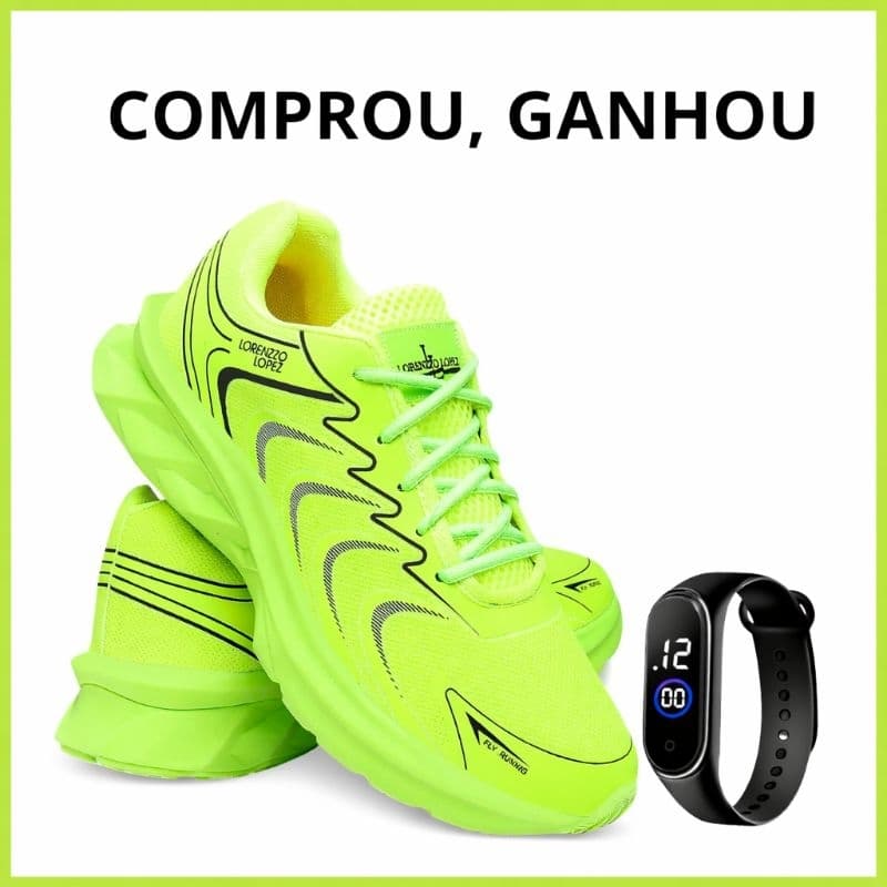 Tênis Esportivo Masculino Leve Academia Corrida Caminhada + Relógio Grátis
