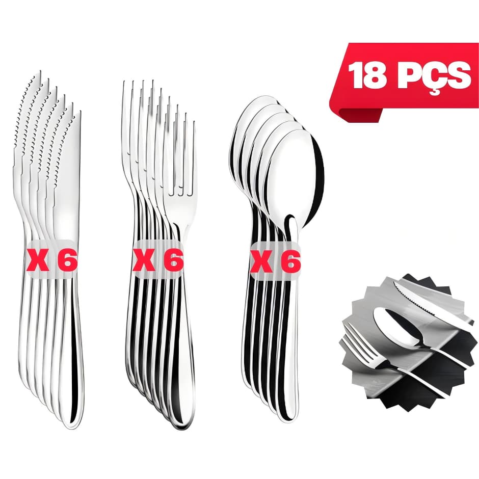 18Peças Jogo De Faca Garfo Colher De Mesa Usado Em Restaurantes E Cozinhas Promoção