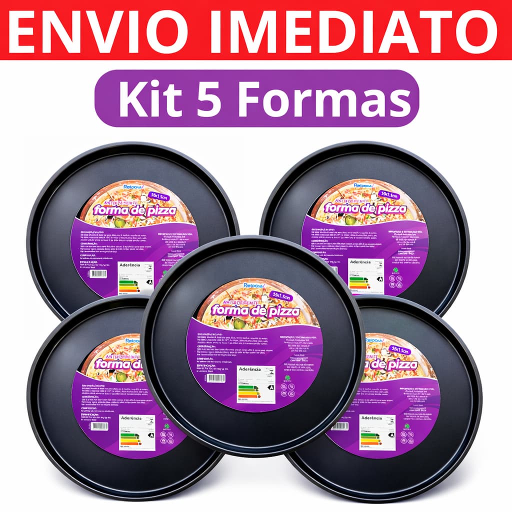 Forma de Pizza Grande 36 cm Antiaderente Profissional Assadeira Bandeja 8 pedaços Kit 1,2,4 ou 5