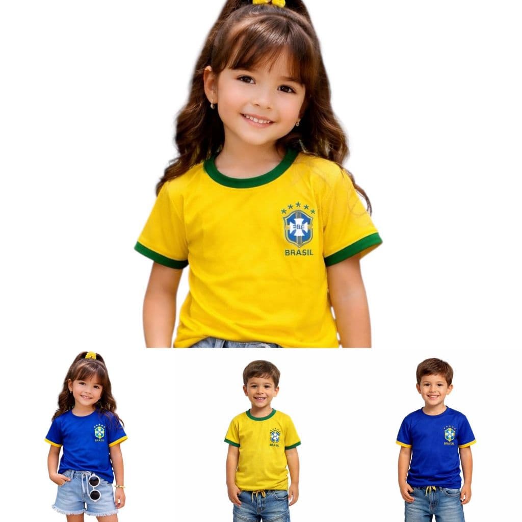 Blusa infantil do Brasil feminina e masculina do 4 ao 14 anos blusa Dry-Fit fresquinha