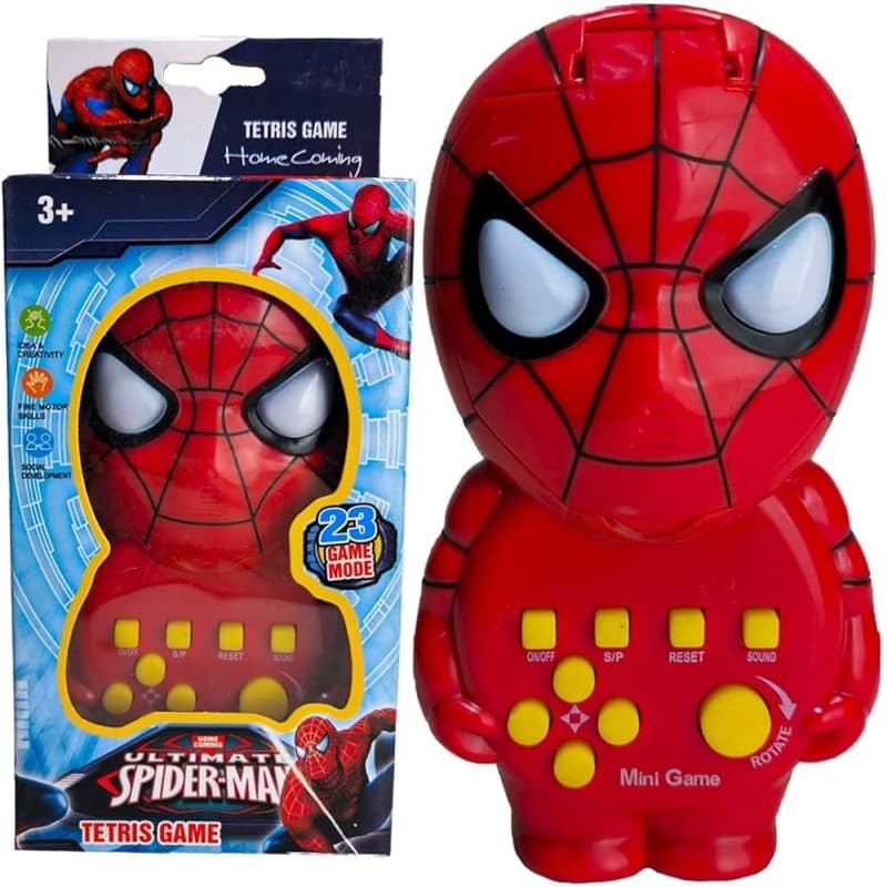 Mini Game Portátil Tetris Homem Aranha - 23 Jogos em 1 - Console Retrô Infantil Vermelho