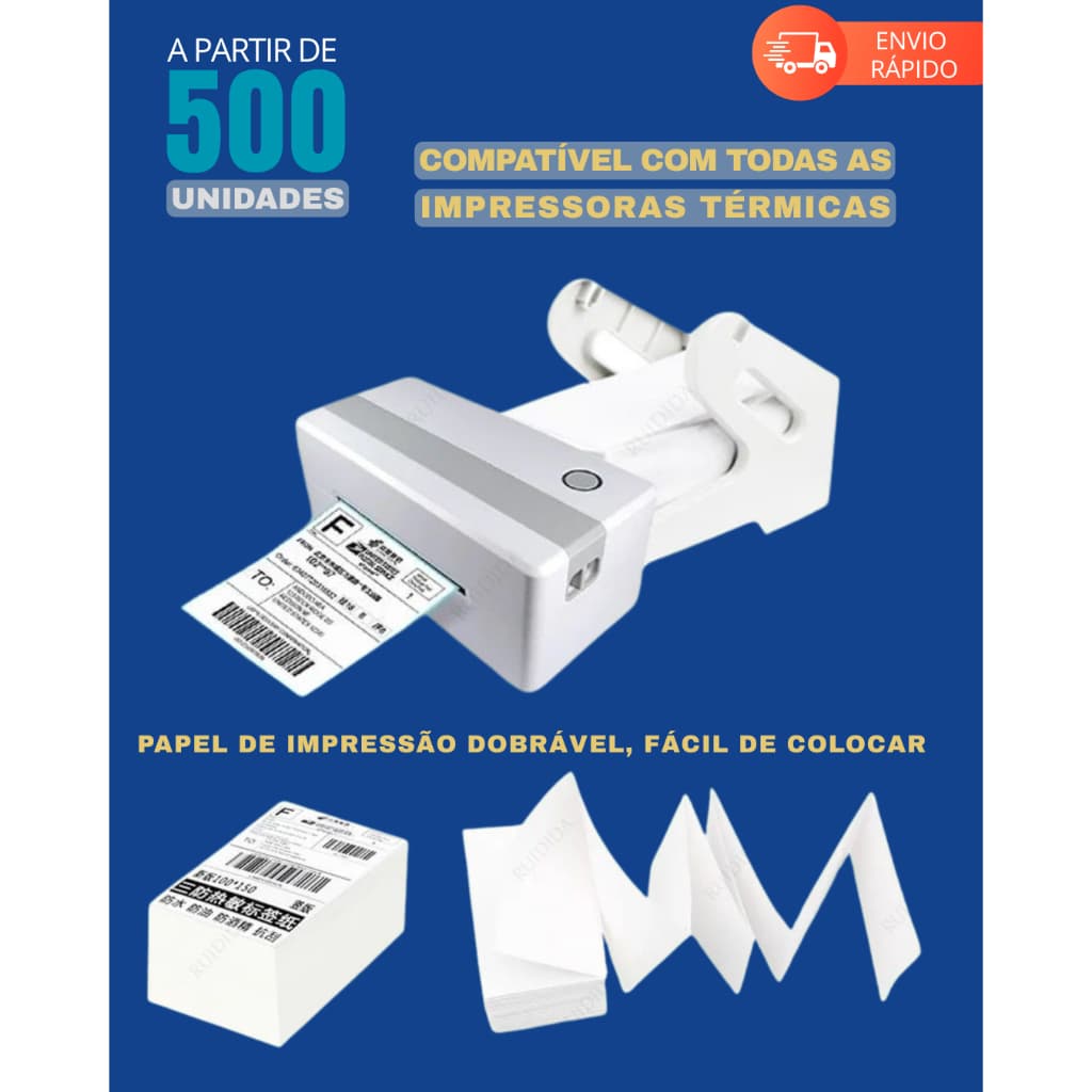 Etiqueta Termica E-commerce 100x150 10x15 Etiqueta de Envios Serrilhada Adesiva sem Ribbon