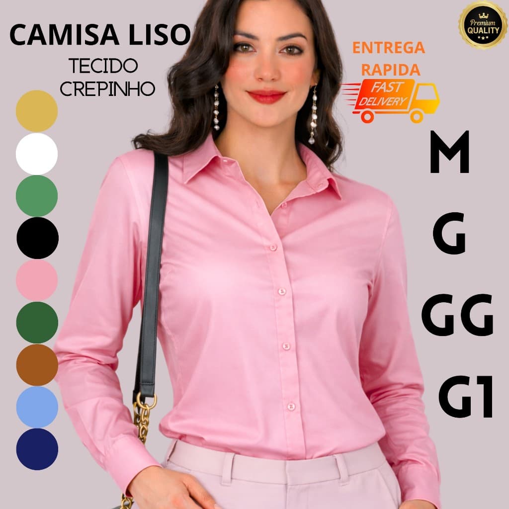 Camisa Lisa Femenina Basica E Sofisticada M G GG G1