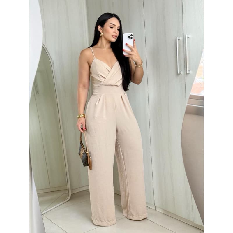 Macacão Feminino Pantalona Mais vendido Elegante Decote Transpassado Alças Finas