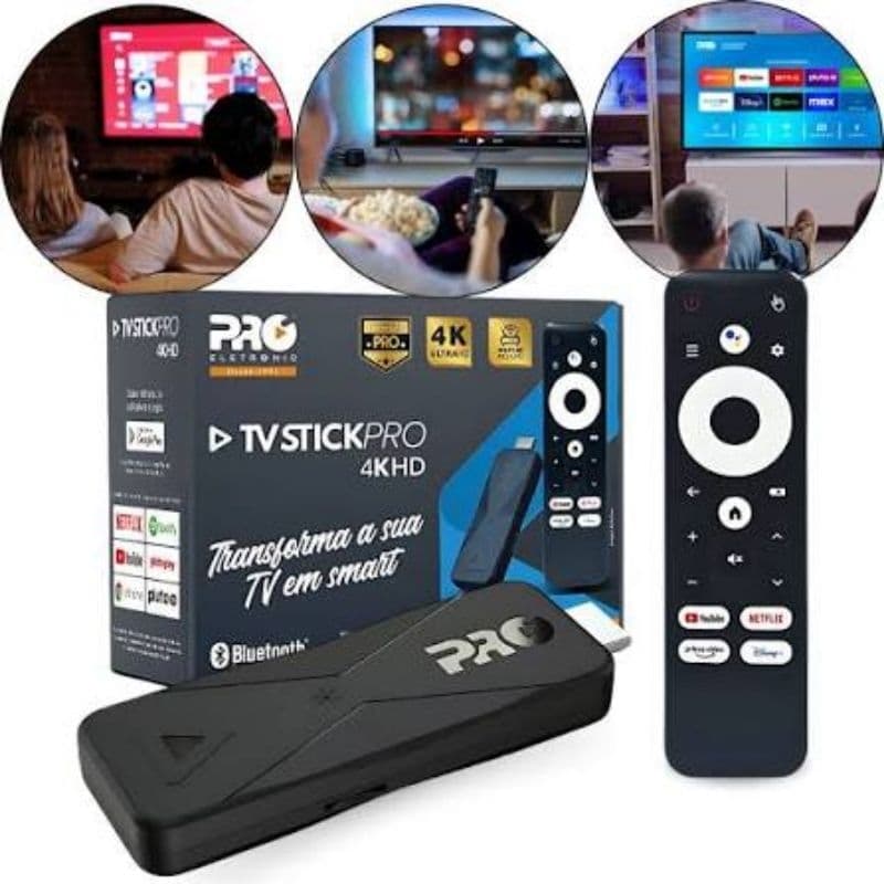 TV Stick Pro 4K Compacto com 2GB RAM 16GB Armazenamento Apps Netflix YouTube