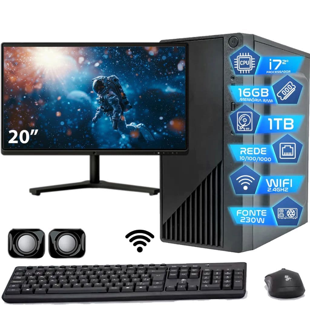 Computador Intel I7 16gb Hd 1tb Monitor 20 - Completo