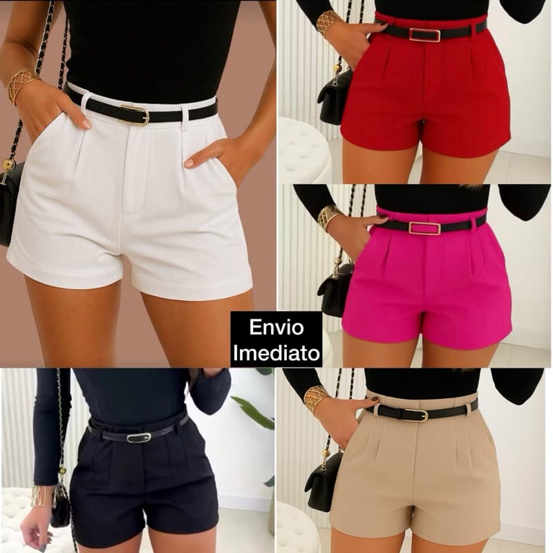short alfaiataria com bolso Sem cinto modelo Sara mulheres moderna