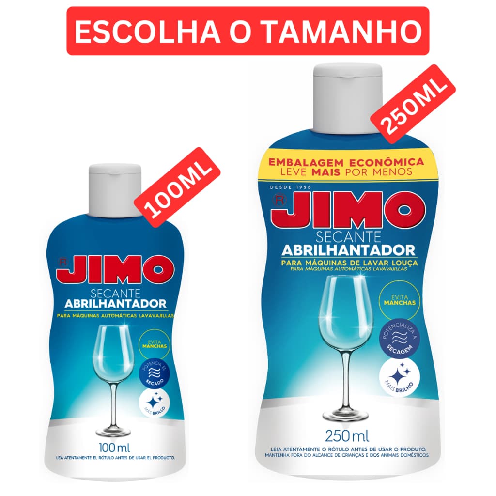 Jimo Secante Abrilhantador Maquina Lavar Louça 100ml ou 250ml