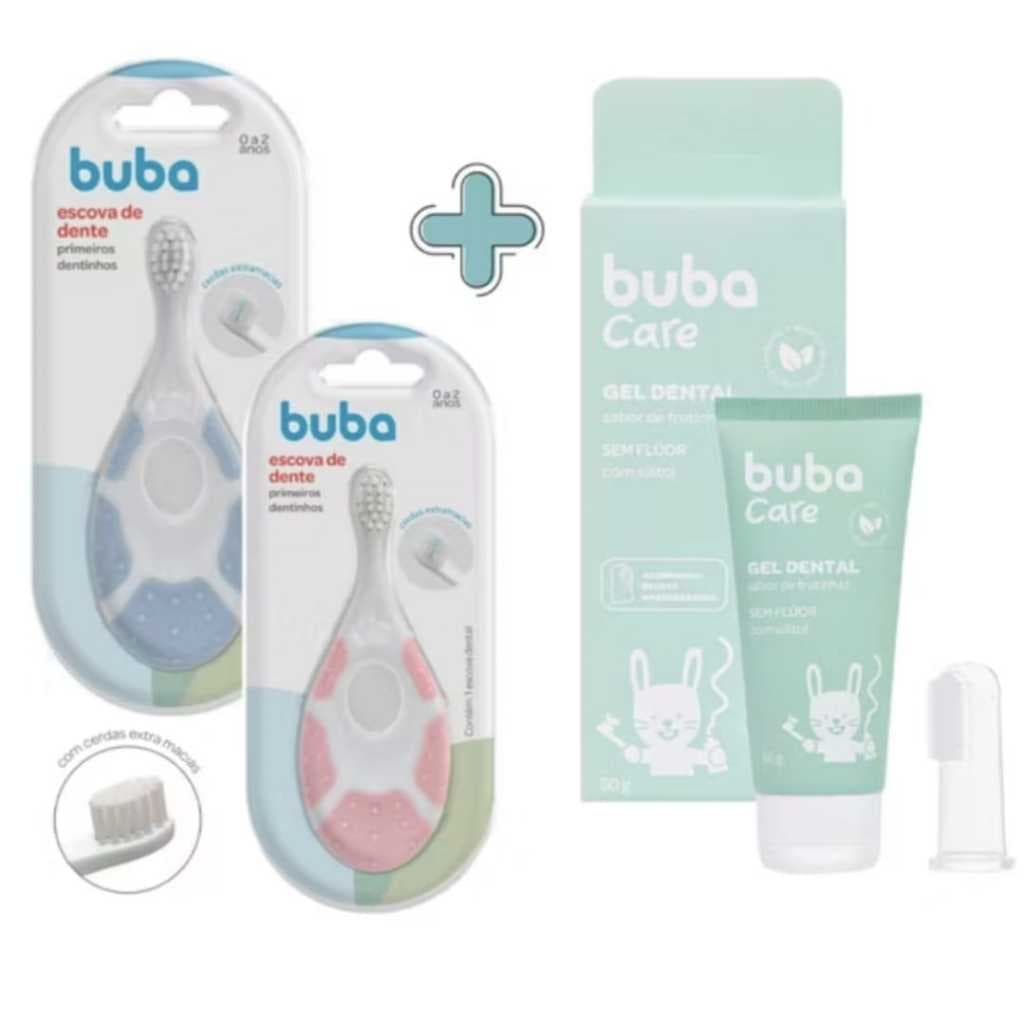 Kit Escova Infantil Buba + Gel Dental Bebê Sabor Frutinhas