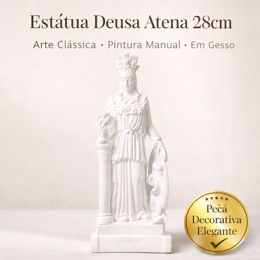 Deusa Athena de Gesso 28cm Escultura da Atena Mitologia Grega