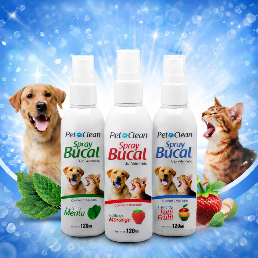 Spray Bucal Contra Mal Hálito Higiene Oral para Cachorro Cães e Gatos 120mL - Pet Clean