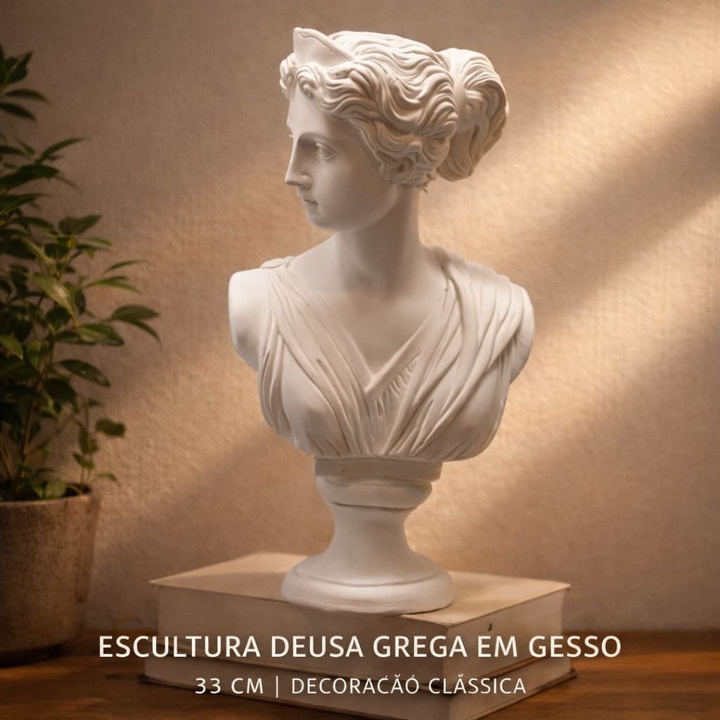 Escultura  Deuses da Mitologia Grega e Romana - Peça de Gesso Decoração - Busto de David, Artemis, Eros, Proserpina 33cm