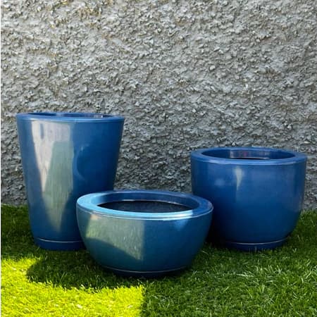 Kit 3 vasos de polietileno Marmorizado para plantas decorativo N1 N2 N3