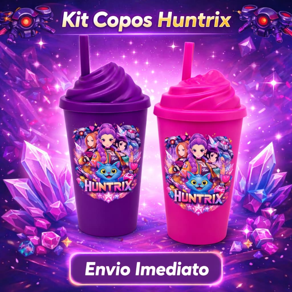 Kit 10/20/40 Copos Guerreiras do K-POP Huntrix Festa Infantil – Lembrancinhas Envio Imediato