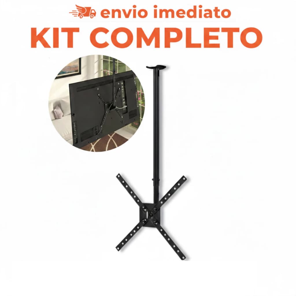 Suporte de Teto para TV 32 a 60 Pol Articulado Inclinável Giratório 360° Reforçado Universal