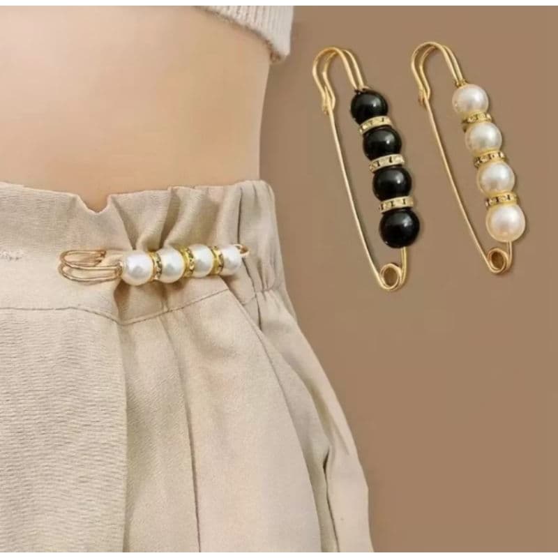 Alfinetes Kit com 02 Customização Pérolas Aperta CalçaBroche Pino de Roupas Strass Moda Tendência