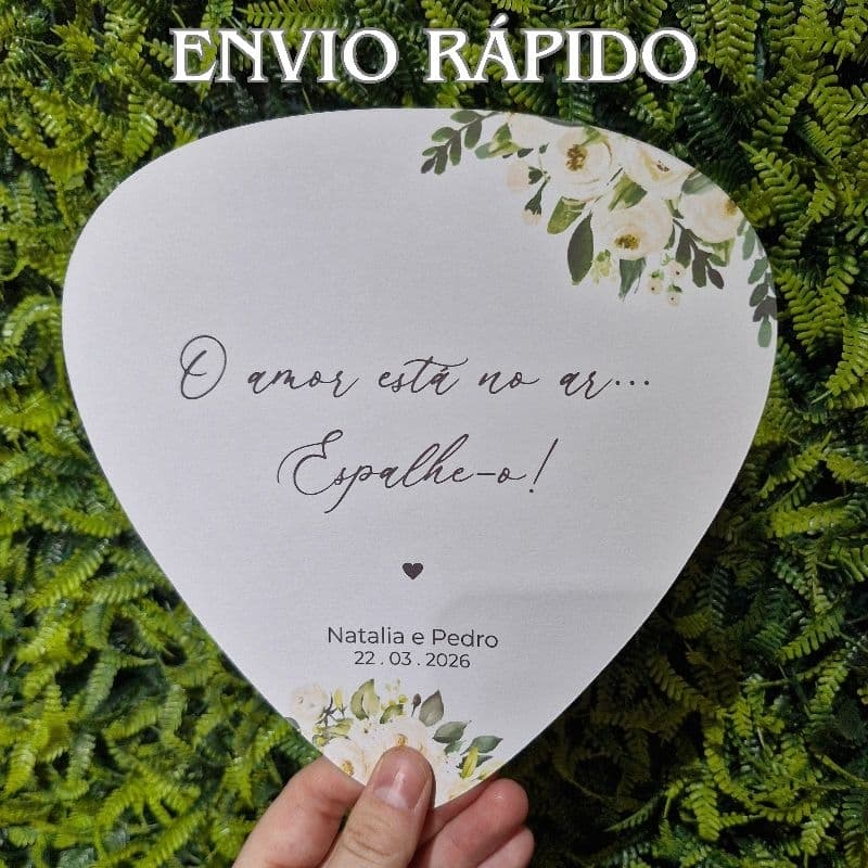 Leque ventarola abanador personalizado casamento 240g | Envio Rápido | Várias Cores