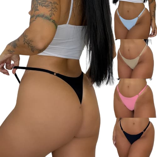 Kit Calcinha Sem Costura Regulagem Lateral Importada Fio Tanga Laser
