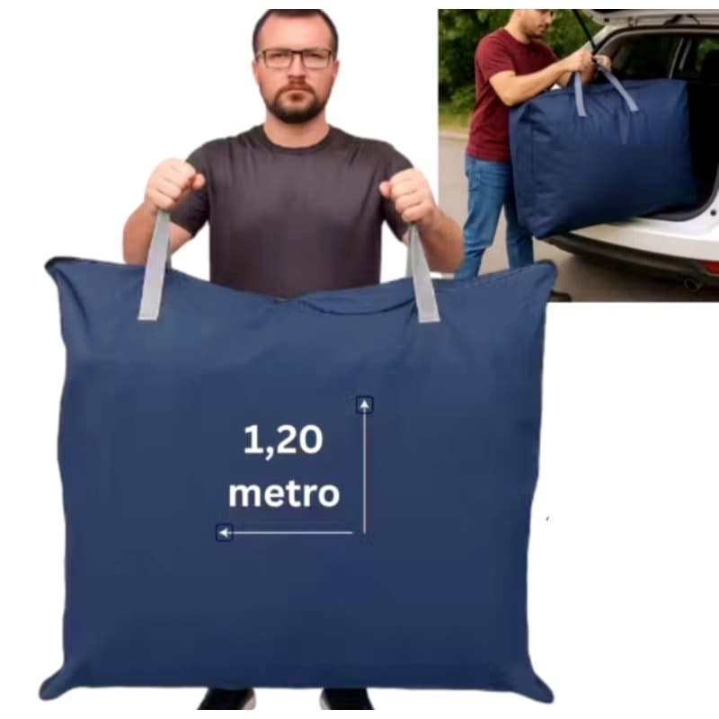 Sacolão Jeans Gigante 120x120cm Bolsa Enorme para Mudança Sacoleiro