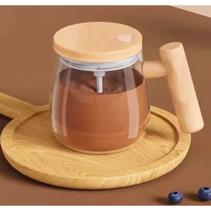 Caneca Elétrica Mixer USB 400ml  Vidro Borossilicato Misturar Bebidas Quentes e Frias, Recarregável