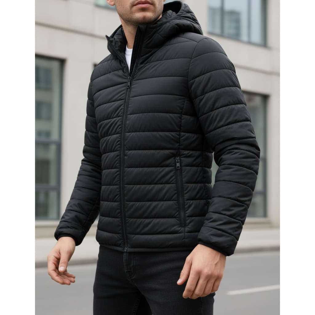 Jaqueta Bobojaco Puffer com Capuz Blusa de Frio com Zíper Casaco Quente Gominho Resistente Confortável