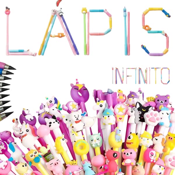 Kit 6 a 2 Lápis Infinito Kawaii Nova Tecnologia Escrita Ilimitada Sem Tinta Não Precisa Apontar