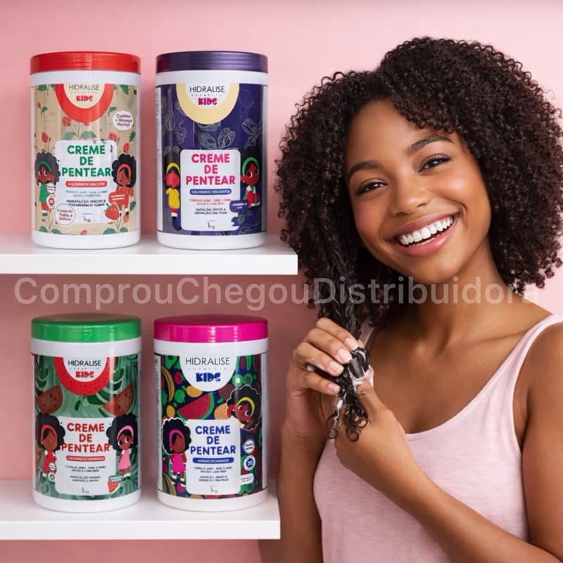 Creme para Pentear 1KG Cabelo Cacheado Crespo Sem Frizz Definição Finalizador Kit com 4 e Individual