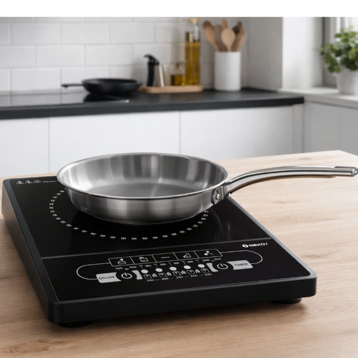 Cooktop Elétrico por Indução 2000W Portátil 220V Compatível Inox Timer 5 Níveis