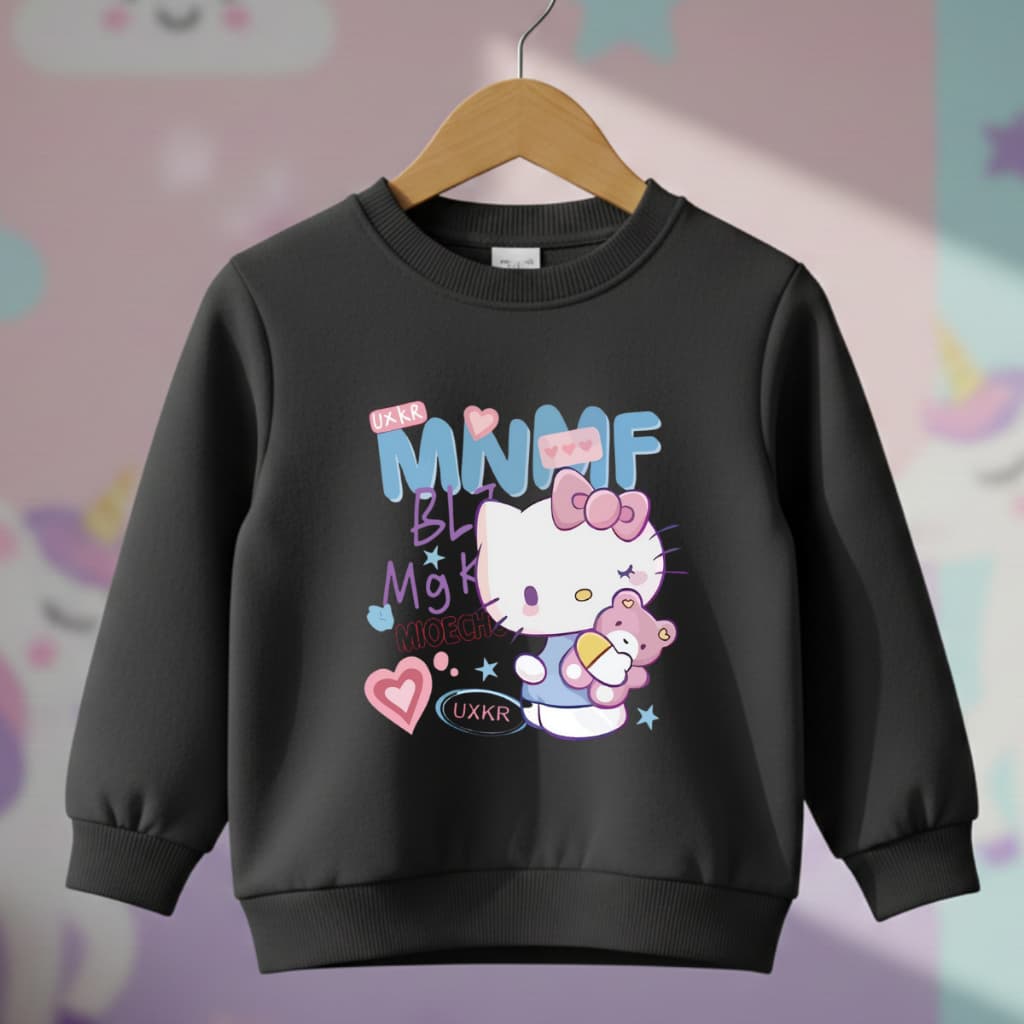 moletom de menina flanelado gola redonda hello kitty
