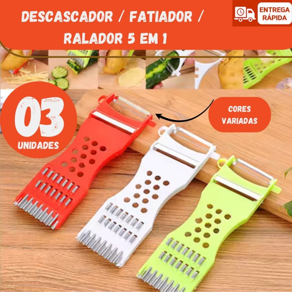 Descascador  Ralador de Frutas e Legumes 5 em 1