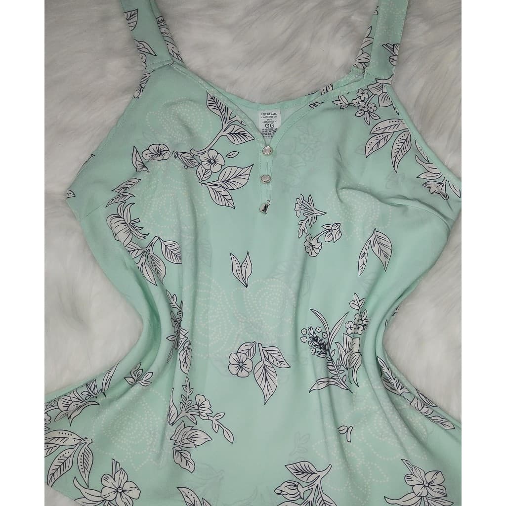 Blusa regata feminina alça grossa 3 Botão