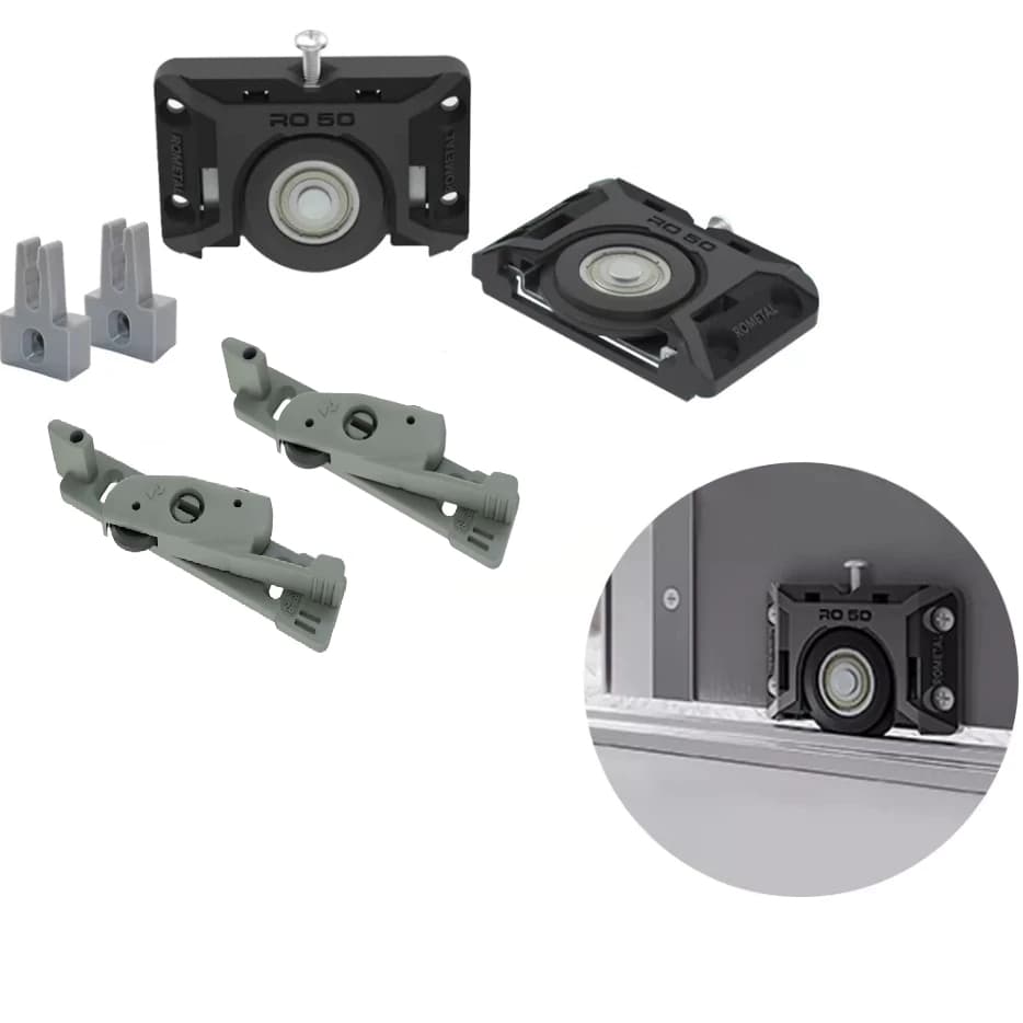 Kit Rodízio Roldana Para Porta de Correr de Guarda Roupa e Armário p/1 porta Capacidade 50kg RO504032 Flex