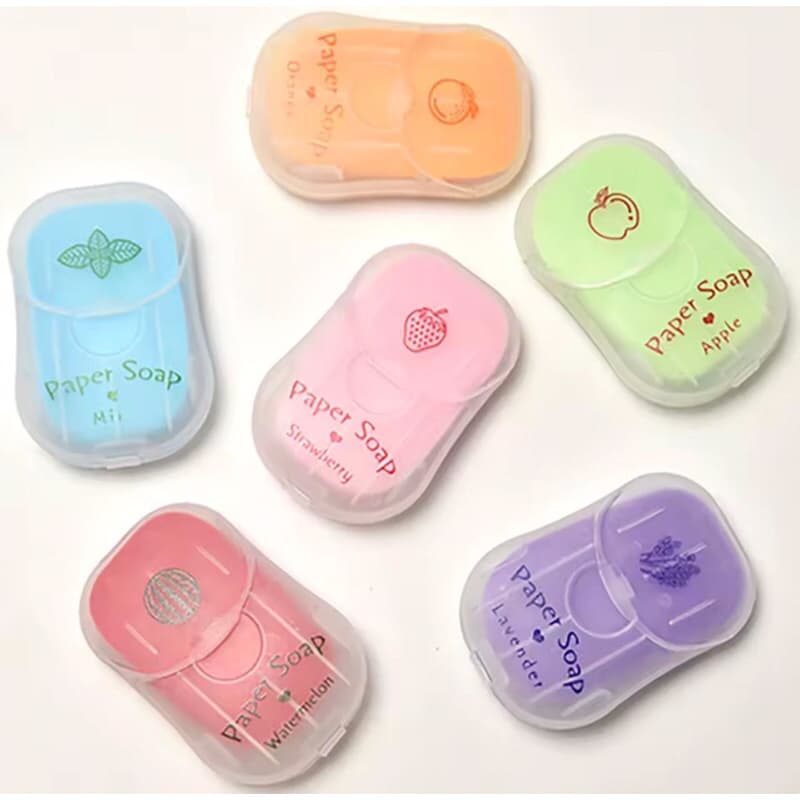 Sabonete em Folhas Portátil para Mãos 🧼 50 Unidades | Lenços Dissolventes Sem Álcool Viagem