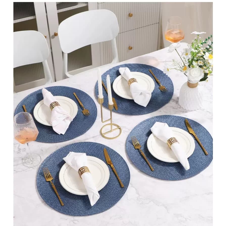 1/2/4/6pcs Jogo Americano Redondo Design Elegante Impermeável 38cm