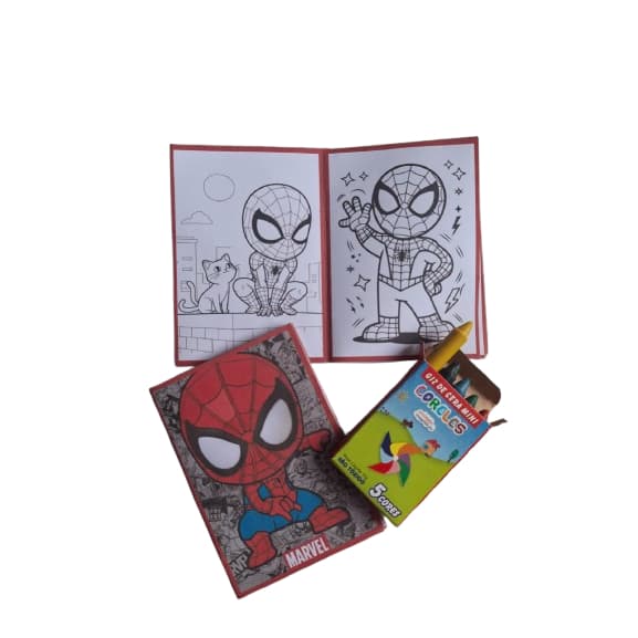 Kit Colorir Infantil Tema Herói Homem Aranha com Livrinho Giz de Cera Lembrancinha Festa