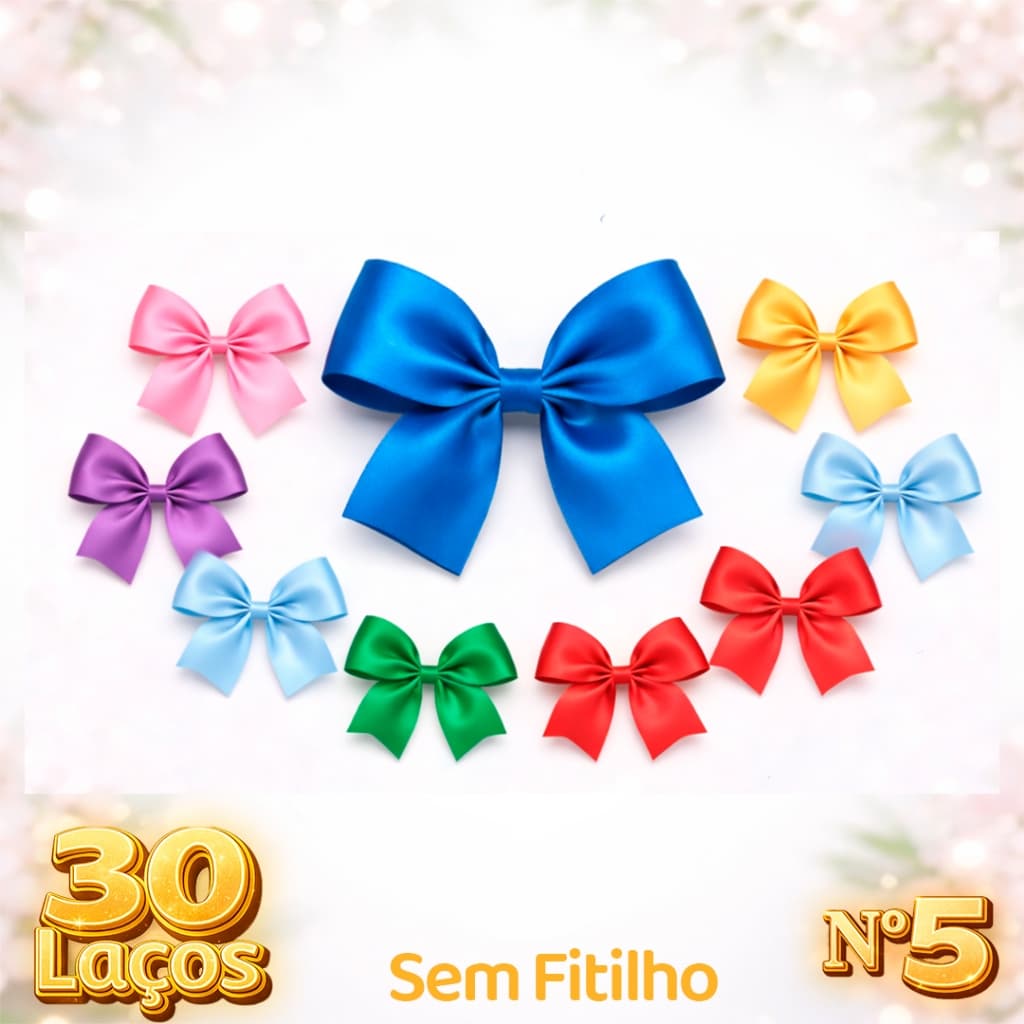 Kit Laços de Cetim Nº5 (5x5cm) SEM Fitilho – Para Personalizados, Artesanato e Lembrancinhas